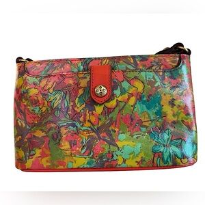 Patricia Nash Aimee Sunny Days Floral Multicolor Print Leather Crossbody Bag